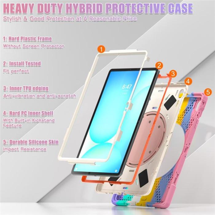 A-One Brand - Galaxy Tab S10 FE Plus Skal Kickstand Handle Grip - Flerfärgad