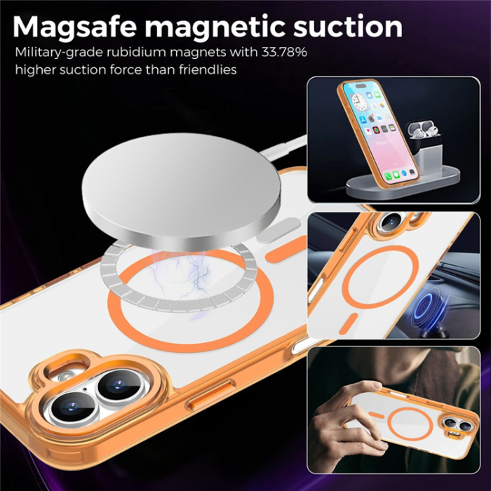A-One Brand - iPhone 17 Mobilskal MagSafe Transparent TPU+PC - Orange
