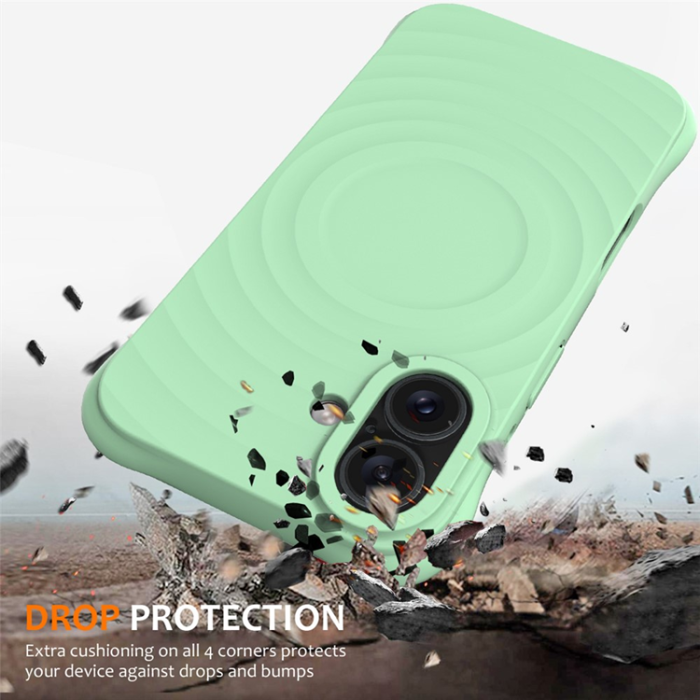 A-One Brand - iPhone 17 Mobilskal MagSafe Silikon Ripple Liquid - Grön