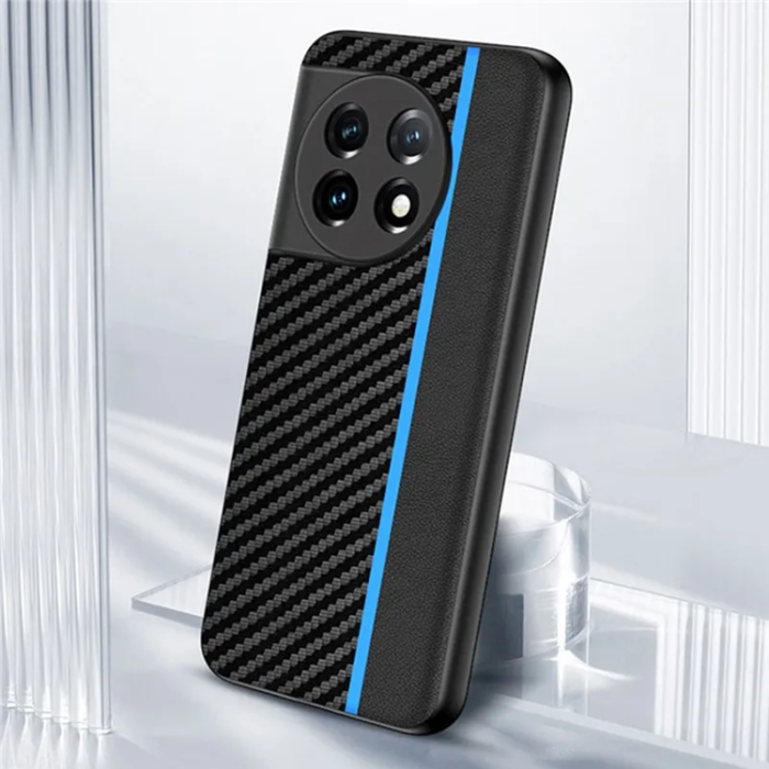 OEM - OnePlus 11 5G Mobilskal Carbon Fiber PU-Läder - Orange