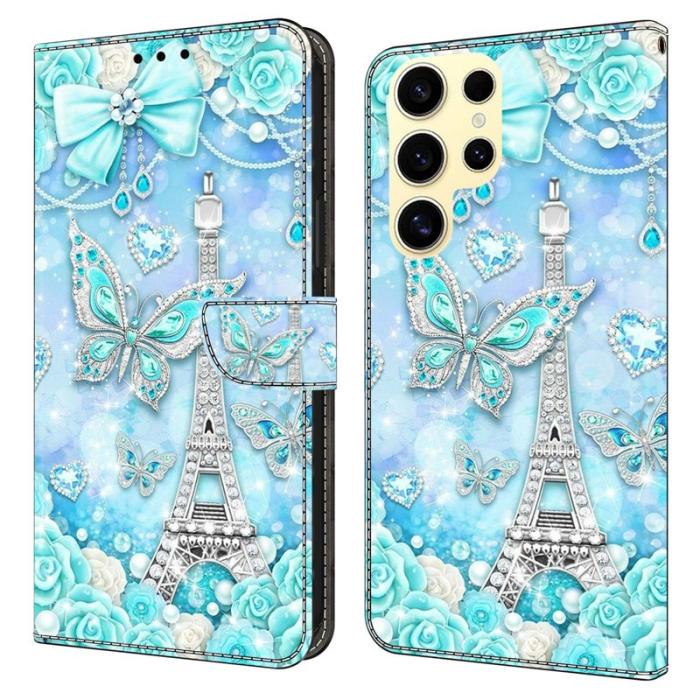OEM - Samsung Galaxy S26 Ultra Plånboksfodral Mönstertryck Ställ Konstläder Flip - Blå