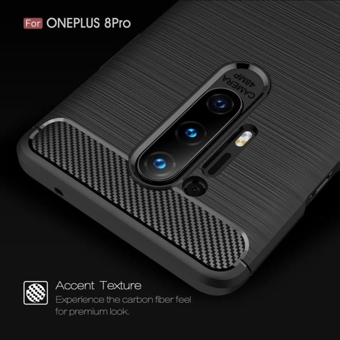 A-One Brand - Carbon Fibre Skal OnePlus 8 Pro - Svart