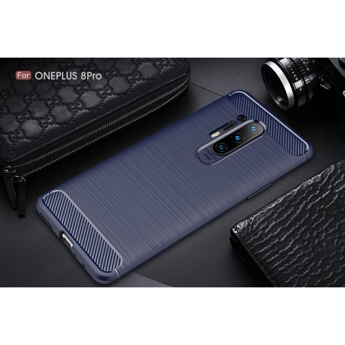 A-One Brand - Carbon Fibre Skal OnePlus 8 Pro - Blå