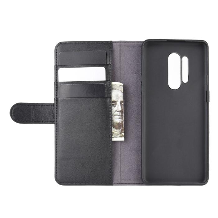 UTGATT1 - Äkta Läder Plånboksfodral OnePlus 8 Pro - Svart