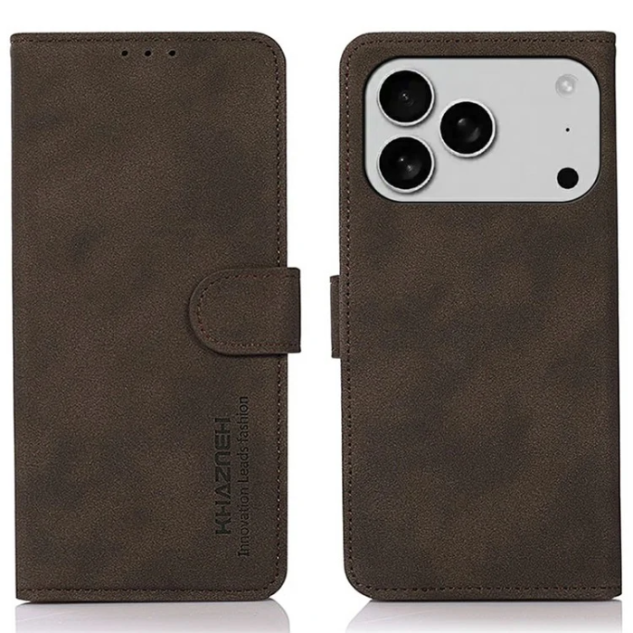 KHAZNEH - Khazneh iPhone 17 Pro Max Plånboksfodral Läder - Brun