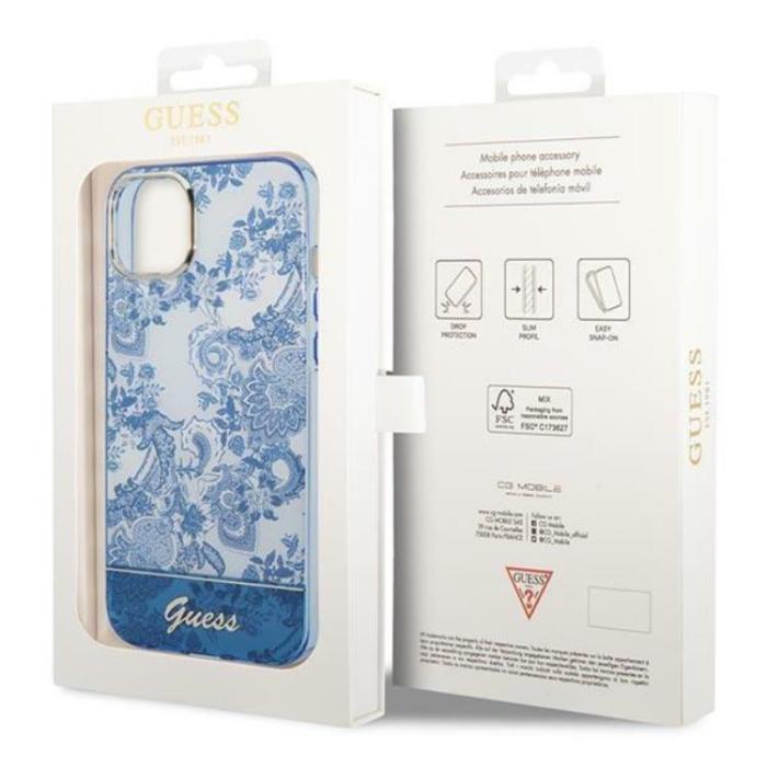 Guess - GUESS iPhone 14 Plus Skal Porcelain Collection - Blå