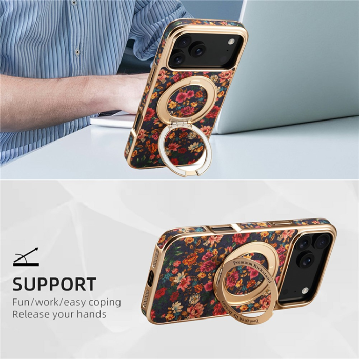 A-One Brand - iPhone 17 Pro Max Mobilskal MagSafe Electroplated Floral A22