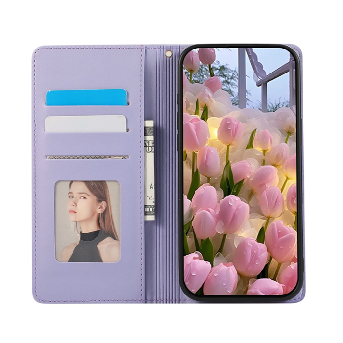 A-One Brand - iPhone 17 Plånboksfodral RFID Rhombus Läder - Lila