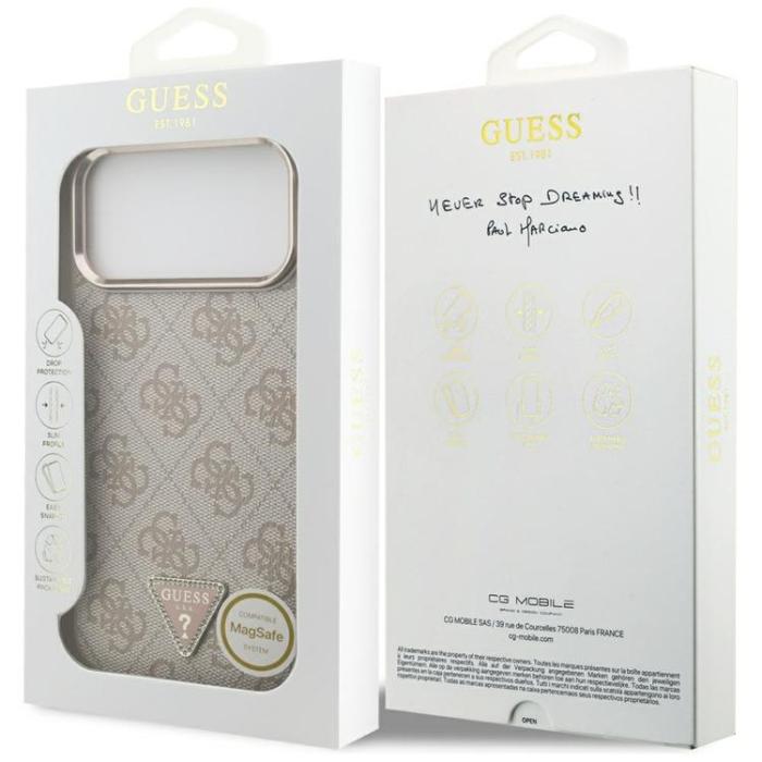 Guess - Guess iPhone 17 Pro Max Mobilskal MagSafe 4G Triangle Logo - Rosa Guld