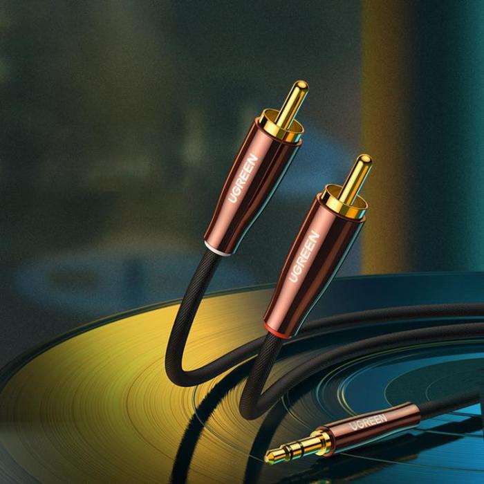 Ugreen - Ugreen Audio Kabel 3.5 mm Mini Jack Till 2RCA 2m - Koppar