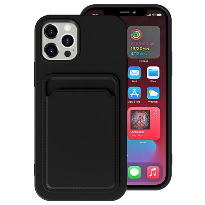 OEM - iPhone 15 Pro Mobilskal Korthållare Silikon - Svart