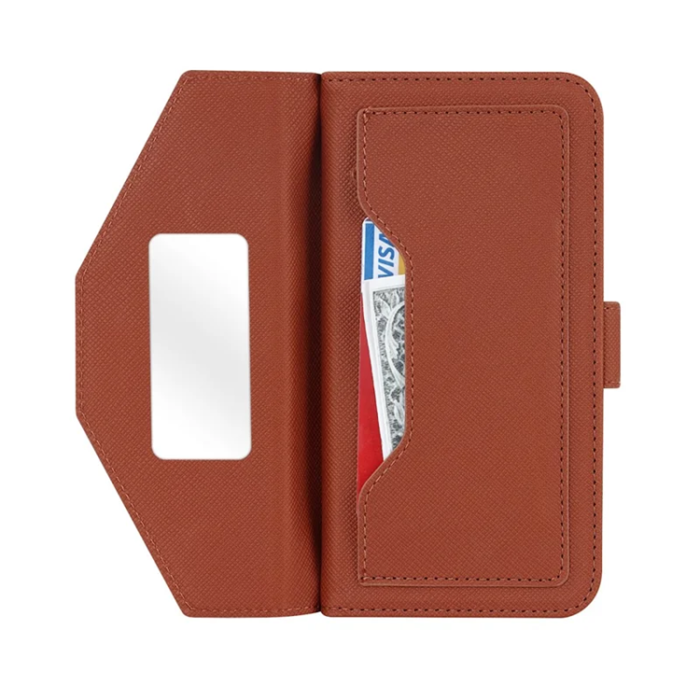 A-One Brand - iPhone 17 Pro Plånboksfodral Cross Texture med Axelrem - Brun