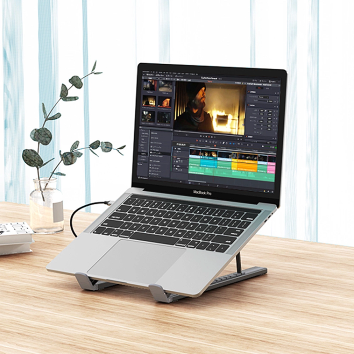 Choetech - Choetech 7in1 Multifunctional HUB USB-C Till Laptop Stativ - Grå
