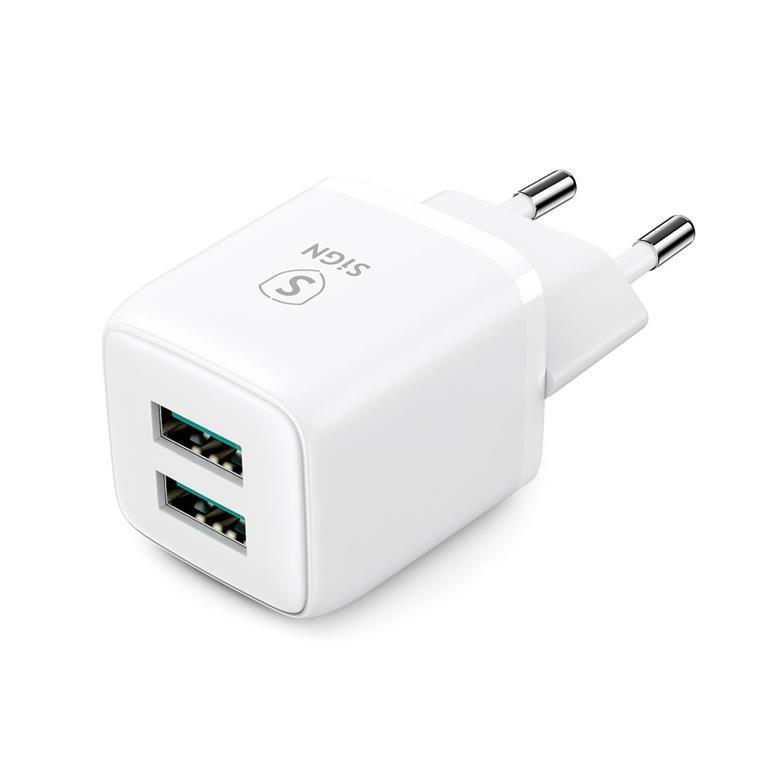 SiGN Mini Snabbladdare Dual USB 2.4A - Vit | 505295 | AlltMobil