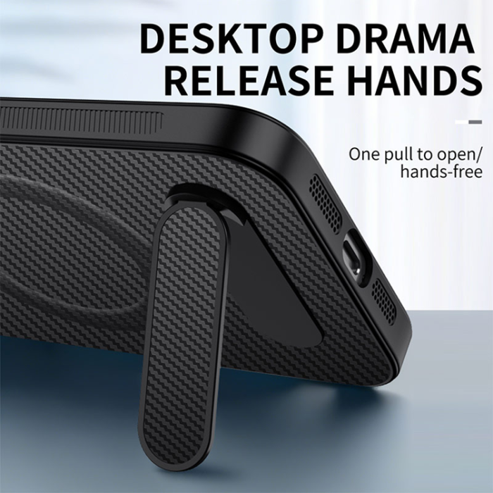 WANLONFENG - WANLONFENG Mobilskal för Xiaomi 17 Magnetisk Carbon Fiber Kickstand