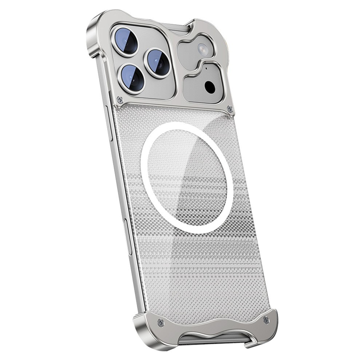 iPhone 17 Pro Max Mobilskal Magsafe Frameless Kevlar Pattern - Silver (Silver) | 2353 | AlltMobil