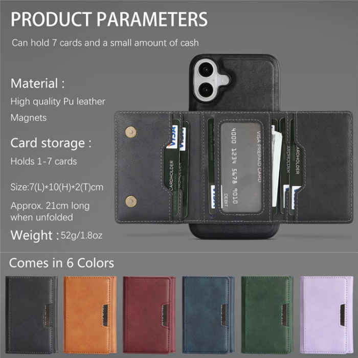 A-One Brand - iPhone 17 Mobilskal MagSafe Kickstand Tri-fold Korthållare