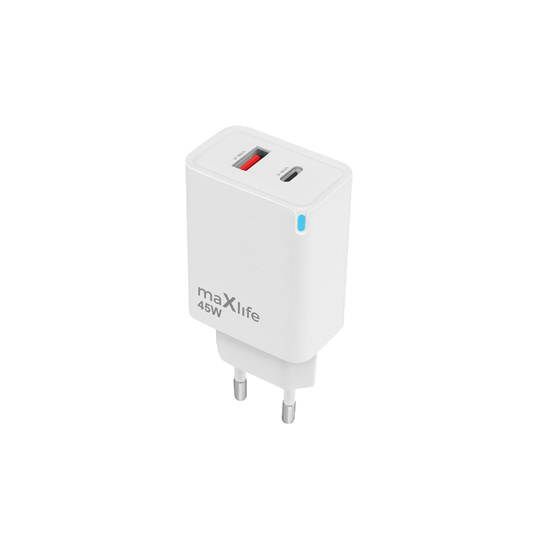 Maxlife Snabbladdare 1x USB-C 1x USB 45W Gan PD QC - Vit | 505295 | AlltMobil