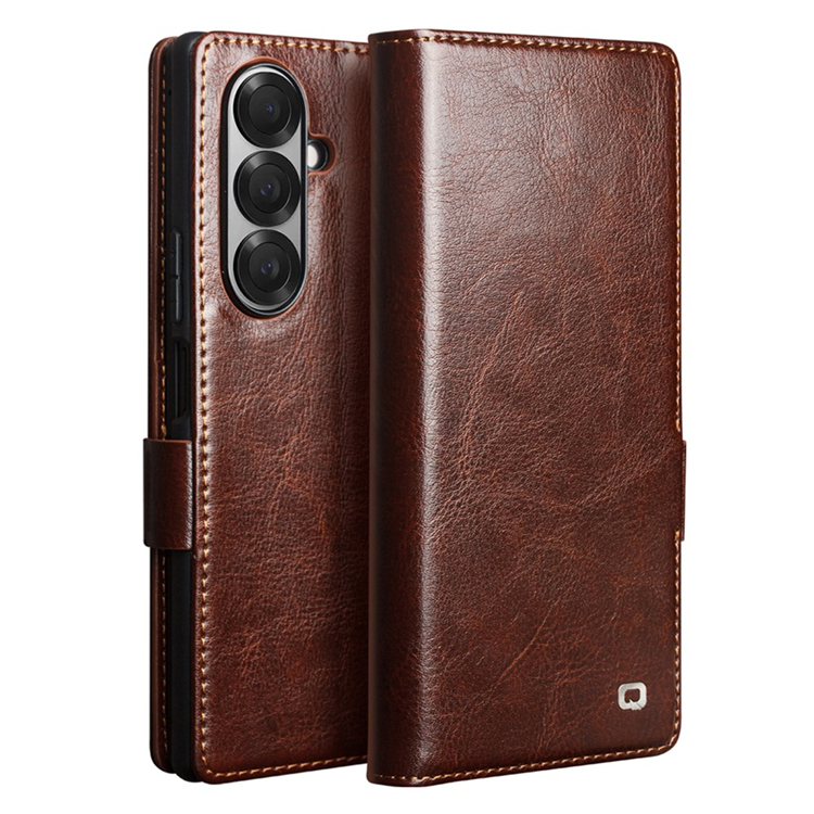 QIALINO Galaxy Z Fold 7 Plånboksfodral Äkta Läder - Brun | 2353 | AlltMobil