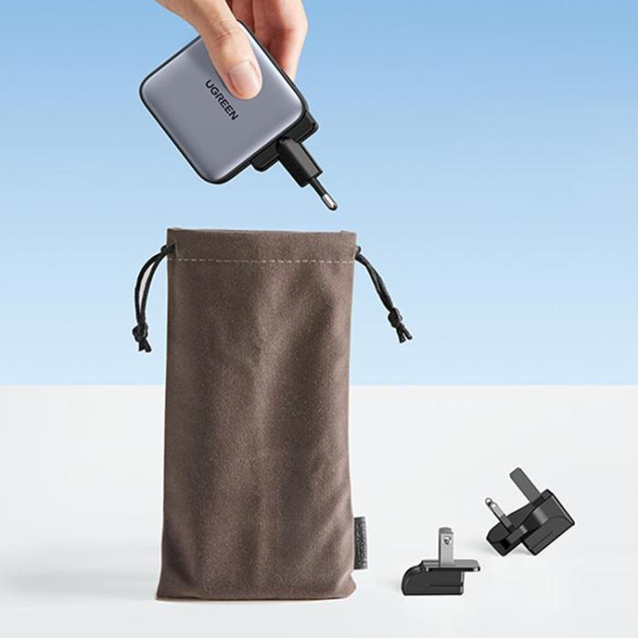 UTGATT - Ugreen EU Väggladdare 65W USB Till 2xUSB-C - Svart