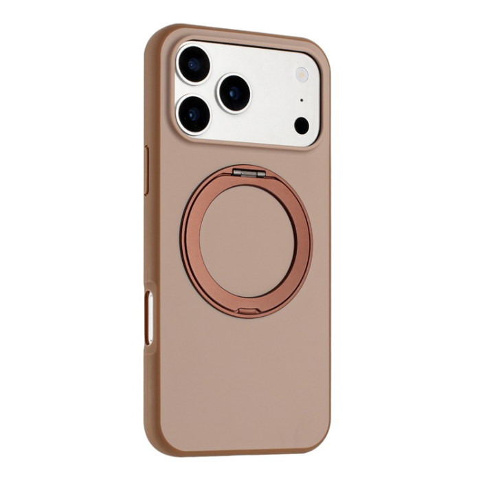 A-One Brand - iPhone 17 Pro Mobilskal MagSafe Rotary Kickstand Skin Touch - Guld