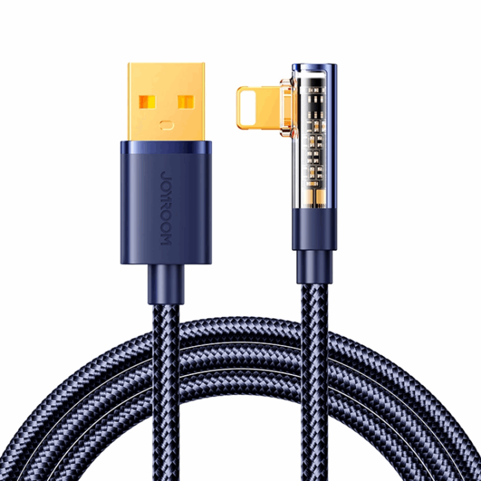 Joyroom - Joyroom Angled USB-A till Lightning kabel 1.2m - Blå