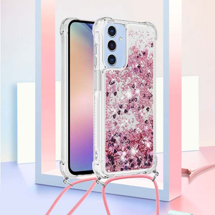 A-One Brand - Galaxy A17 / A26 Mobilskal med Snodd - Roséguld / Hearts