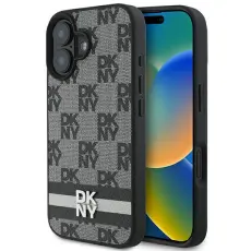 DKNY - DKNY Mobilskal till iPhone 16 Checkered Pattern Printed Stripes - Svart