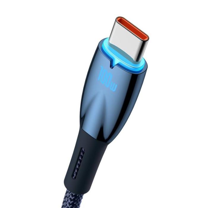 BASEUS - Baseus USB-C till USB-A kabel 1M Glimmer Series - Blå