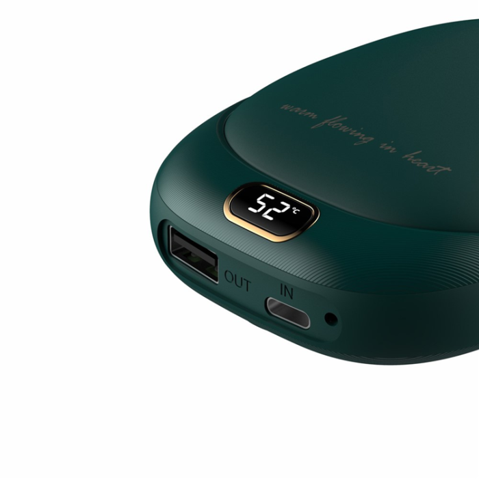 OEM - 2in1 Powerbank 10000mAh med Handvärmare och temperaturkontroll - Grön