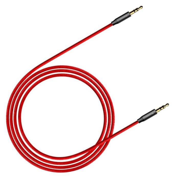 UTGATT5 - Baseus M30 Audio AUX Kabel 3.5 mm Mini Jack 1.5m - Röd/Svart