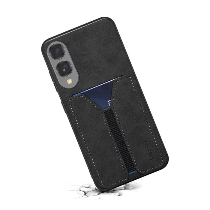 DENIOR - DENIOR Samsung Galaxy S25 Edge Fodral Elastisk Kortplats KonstLäder Svart