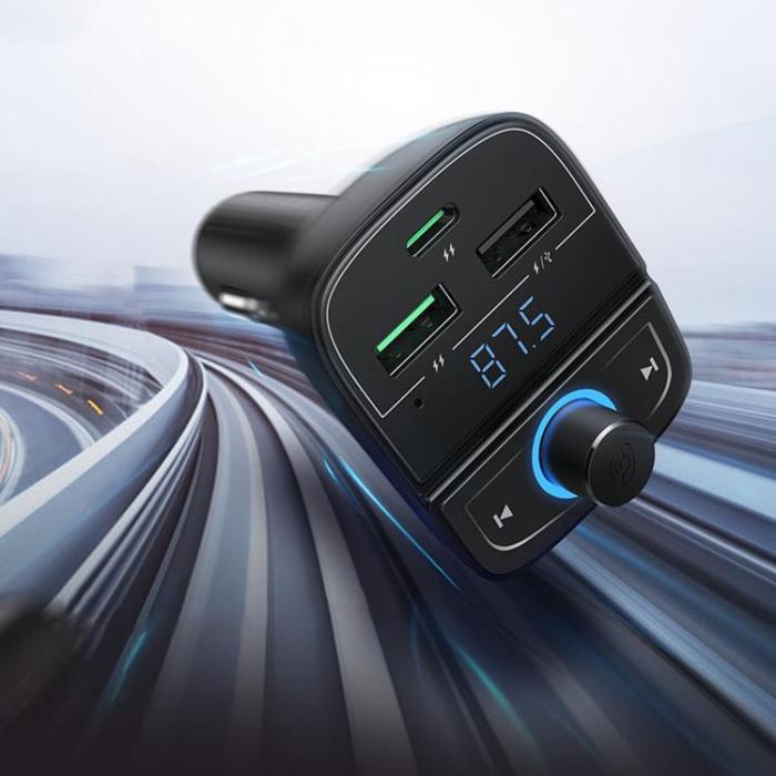 Ugreen - Ugreen FM-Sändare Bluetooth 5.0 Billaddare MP3 3x USB TF micro SD 4,8 A svart