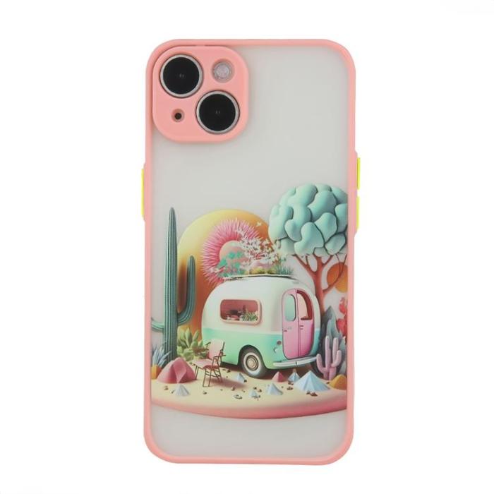 OEM - iPhone 12 Mobilskal Ultra Trendy Travel - Rosa
