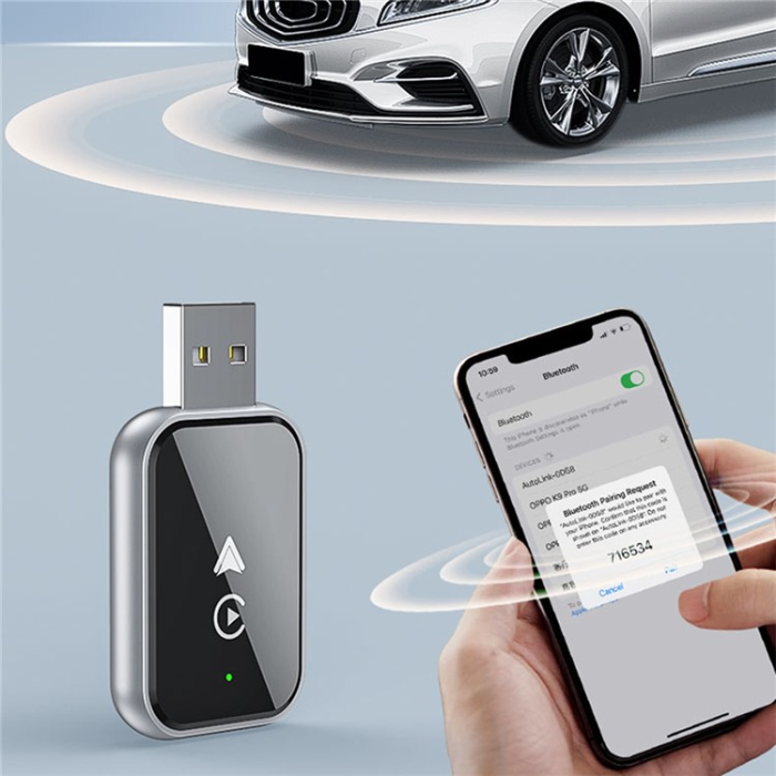 A-One Brand - CarPlay 2in1 Trådbunden Bluetooth Trådlös Adapter - Svart