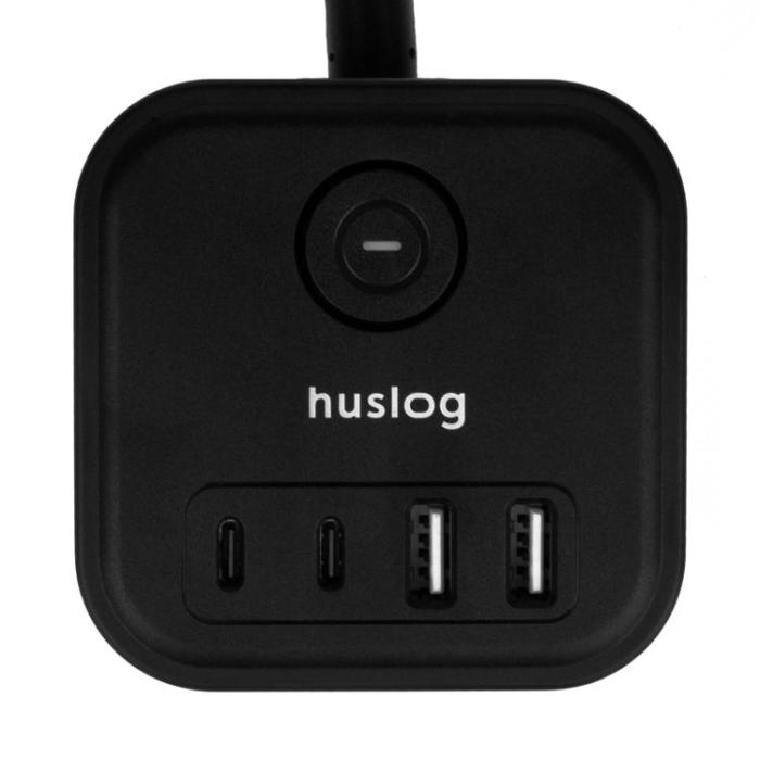 Huslog - Huslog Cube Förlängningssladd med USB - Svart