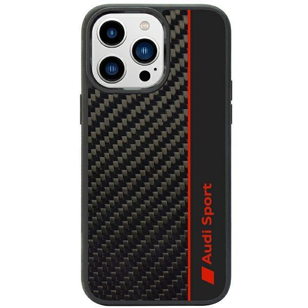 Audi Mobilskal till iPhone 14 Pro Max Carbon Fiber Stripe - Svart