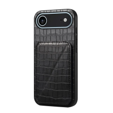 A-One Brand - iPhone 17 Air Mobilskal Korthållare Crocodile Textured - Svart