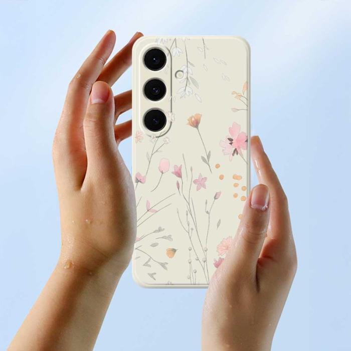 OEM - Mobilskal för Samsung Galaxy S26 Plus Blommönster TPU - Beige