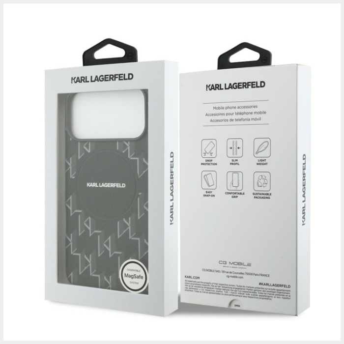 KARL LAGERFELD - Karl Lagerfeld Mobilskal till iPhone 17 Pro Max Magsafe Monogram logo - Svart