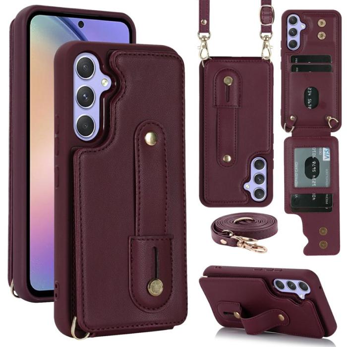 OEM - Mobilfodral för Samsung Galaxy S26 Plus Kickstand Kortfack TPU - Vinröd