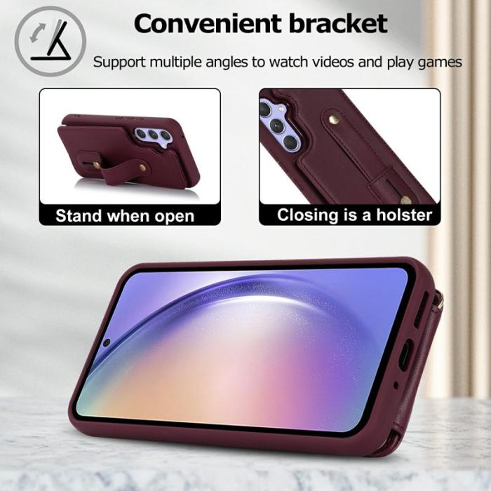 OEM - Mobilfodral för Samsung Galaxy S26 Plus Kickstand Kortfack TPU - Vinröd