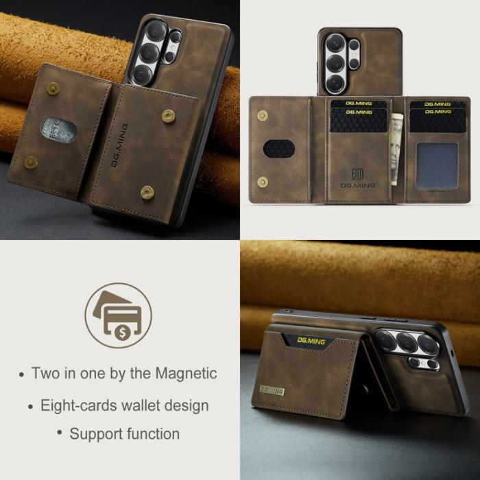 DG.MING - DG.Ming Mobilfodral för Samsung Galaxy S26 Ultra Konstläder Tri-Fold - Kaffe