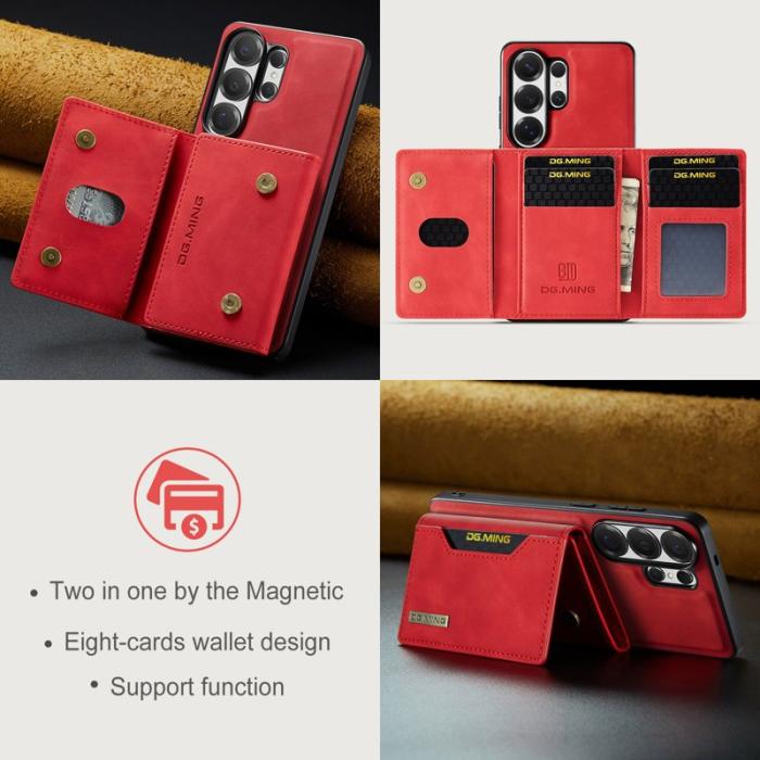 DG.MING - DG.Ming Mobilfodral för Samsung Galaxy S26 Ultra Konstläder Tri-Fold - Röd