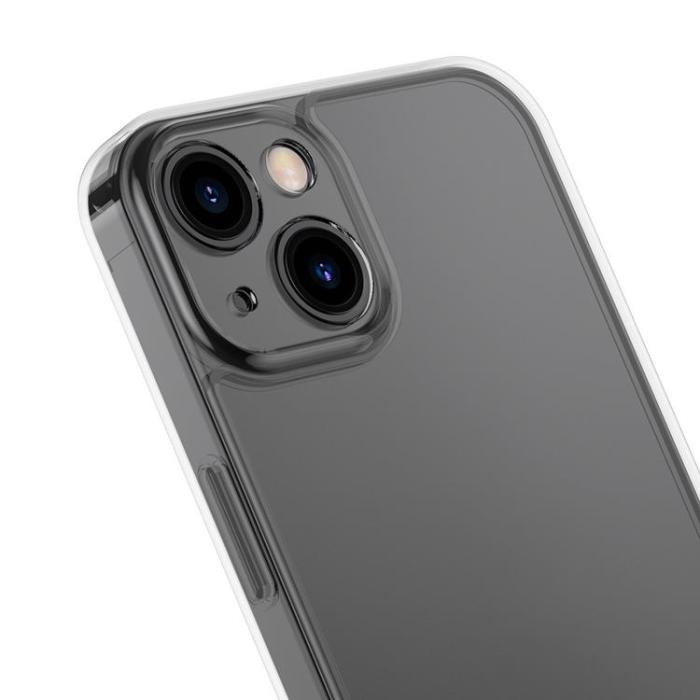 BASEUS - Baseus iPhone 13 Skal Frosted Glass Med Gelram - Svart