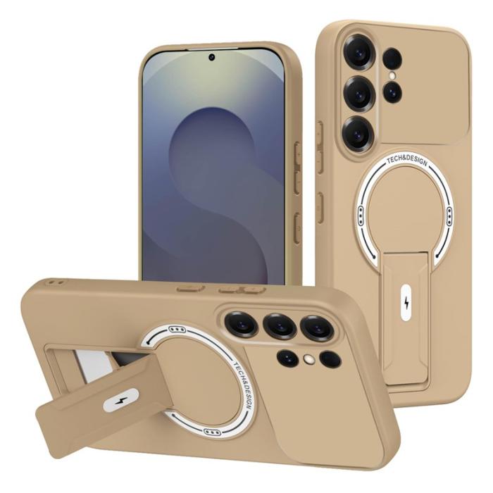 OEM - Mobilskal för Samsung Galaxy S26 Ultra Kickstand PC + TPU - Ljusbrun