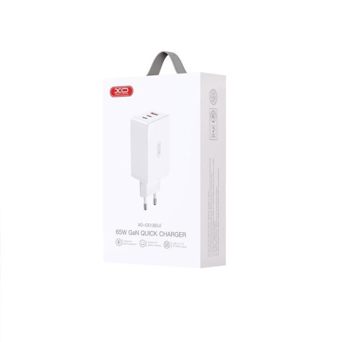 XO - XO Snabbladdare 65W USb Till 2x USB-C CE13 PD QC 3.0 - Vit
