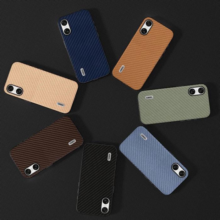 ABEEL - ABEEL Mobilskal till Sony Xperia 10 VI Läder+PC+TPU Kolfiber Gul