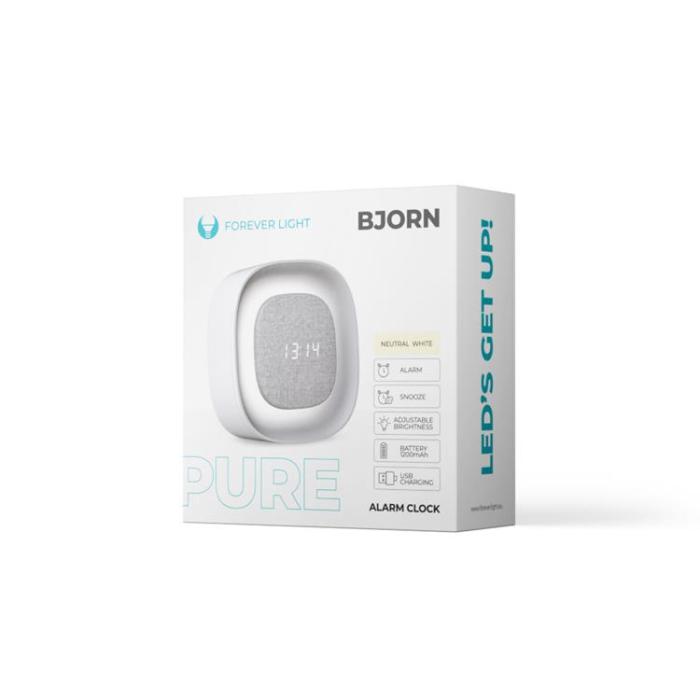 Forever Light - Forever Light Väckarklocka med LED Nattlampa BJORN PURE - Vit