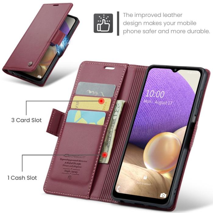Caseme - CASEME Plånboksfodral Konstläder för Samsung Galaxy A32 5G - Röd